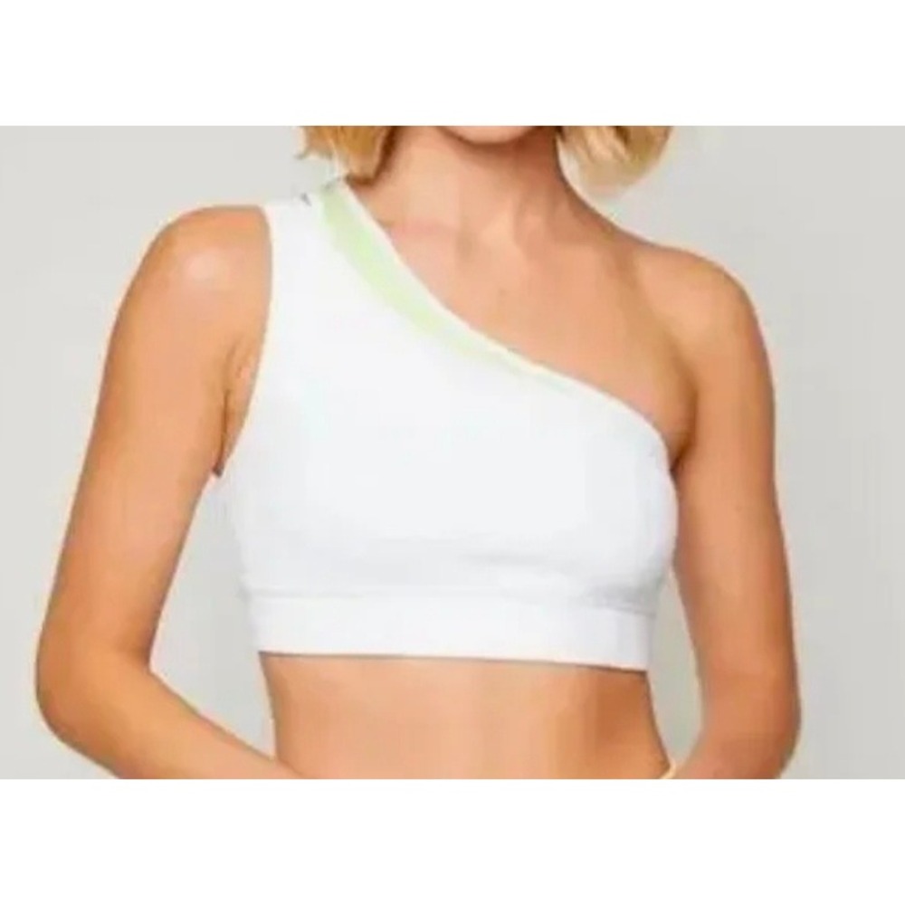 Fourlaps Solo‎ Bra White Tomatillo Green One Shoulder Sports Bra 2073-1-2 Mens M